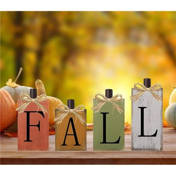 Thanksgiving Fall Signs Wooden Table Sign Vintage Farmhouse Fall Block Sign - Picture 2 of 7